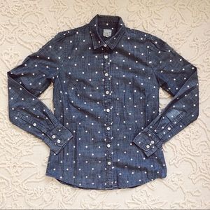 J. Crew Chambray Polka Dot Button Up